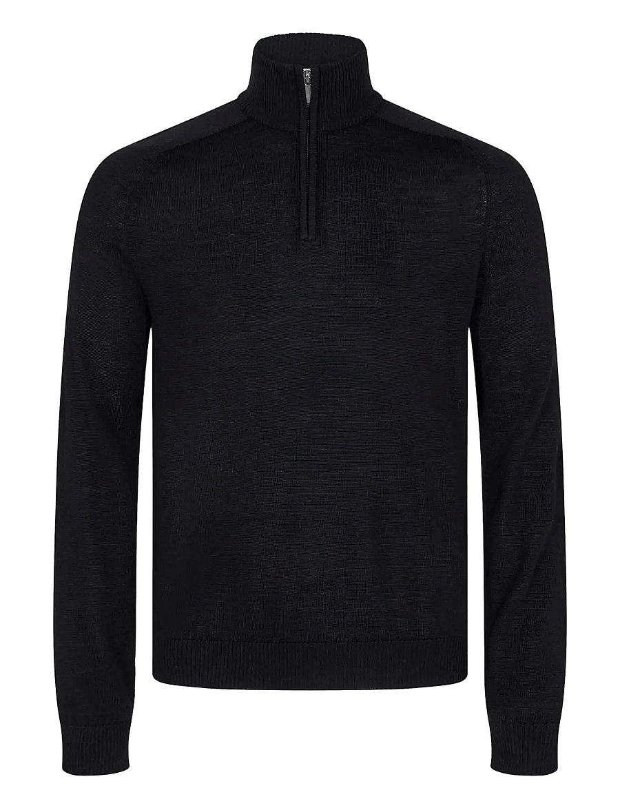 Bruun & Stengade - BS Pelle Regular Fit Knitwear - pullover mit halbem reißverschluss - black - 0