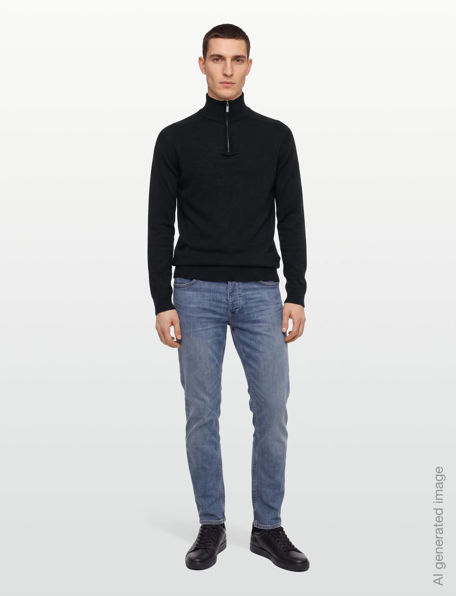 Bruun & Stengade - BS Pelle Regular Fit Knitwear - half zip jumpers - black - 0