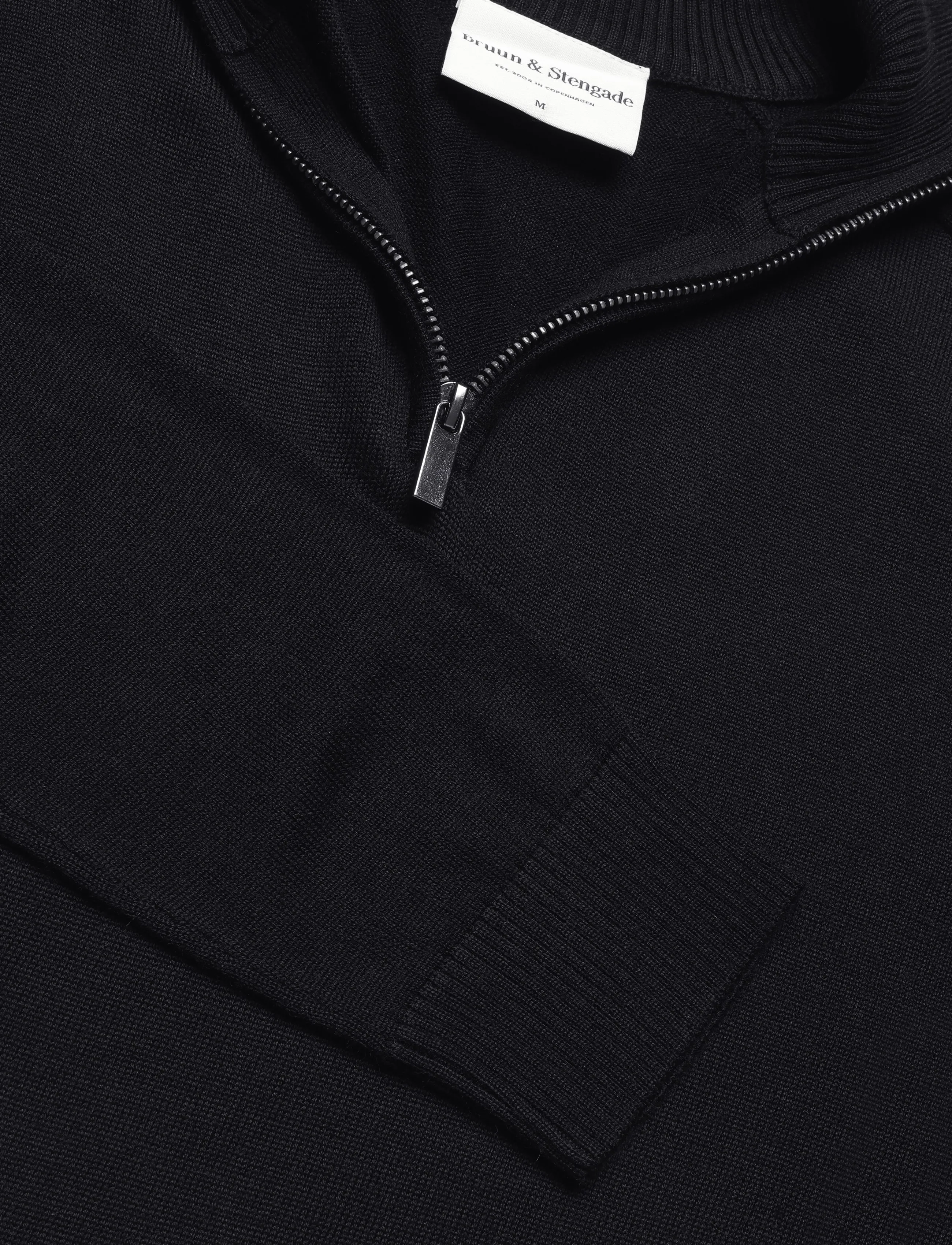 Bruun & Stengade - BS Pelle Regular Fit Knitwear - pullover mit halbem reißverschluss - black - 2