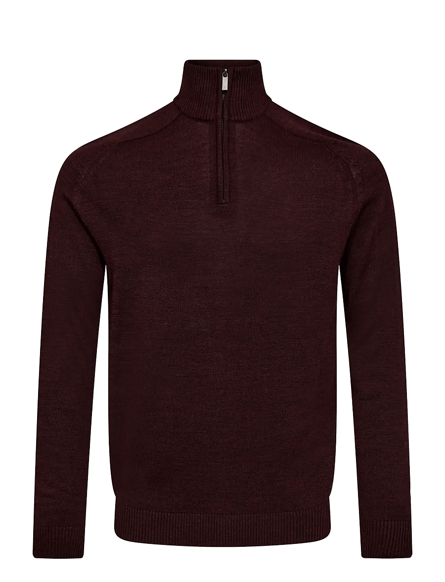 Bruun & Stengade - BS Pelle Regular Fit Knitwear - pullover mit halbem reißverschluss - bordeaux - 0