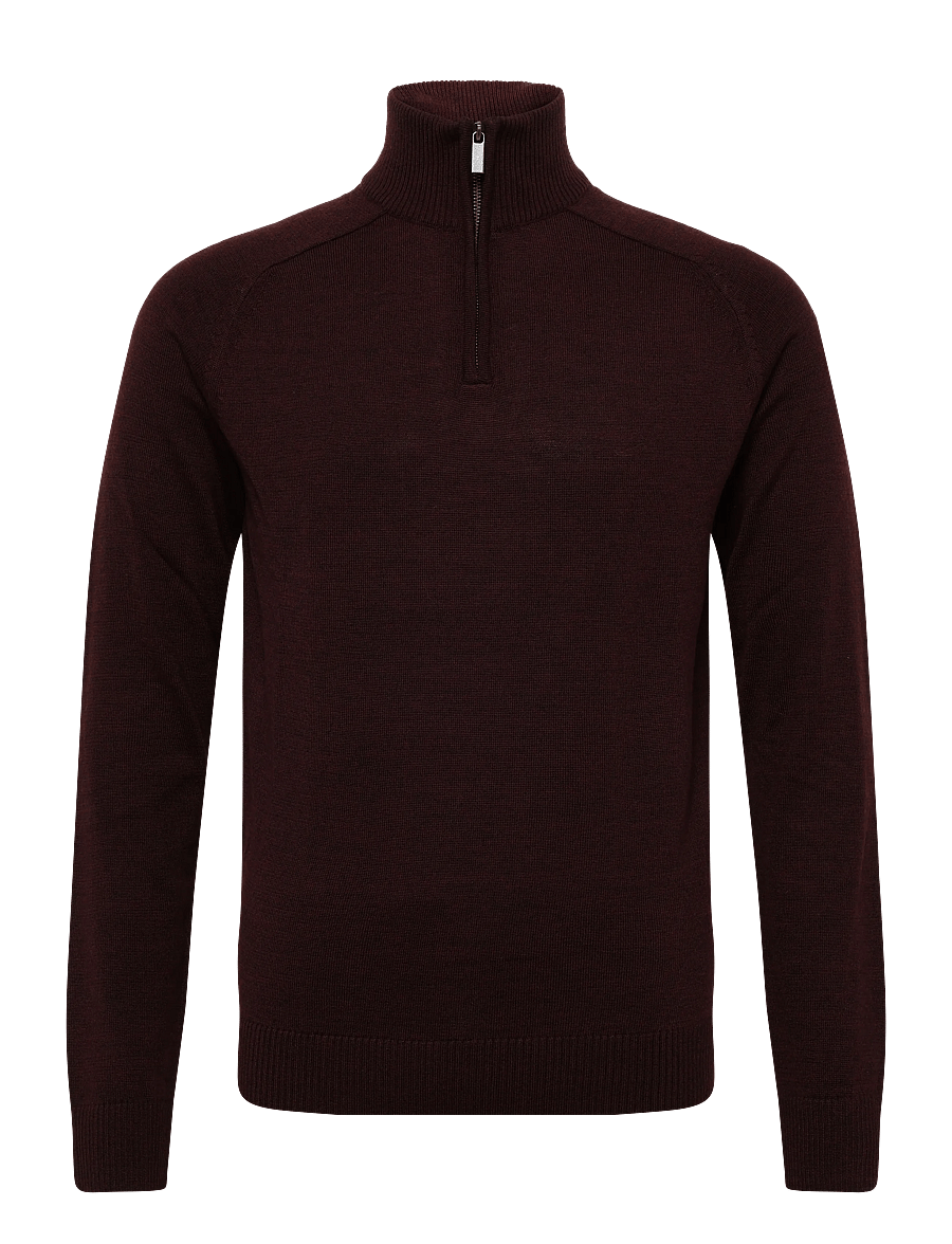 Bruun & Stengade - BS Pelle Regular Fit Knitwear - pullover mit halbem reißverschluss - bordeaux - 0