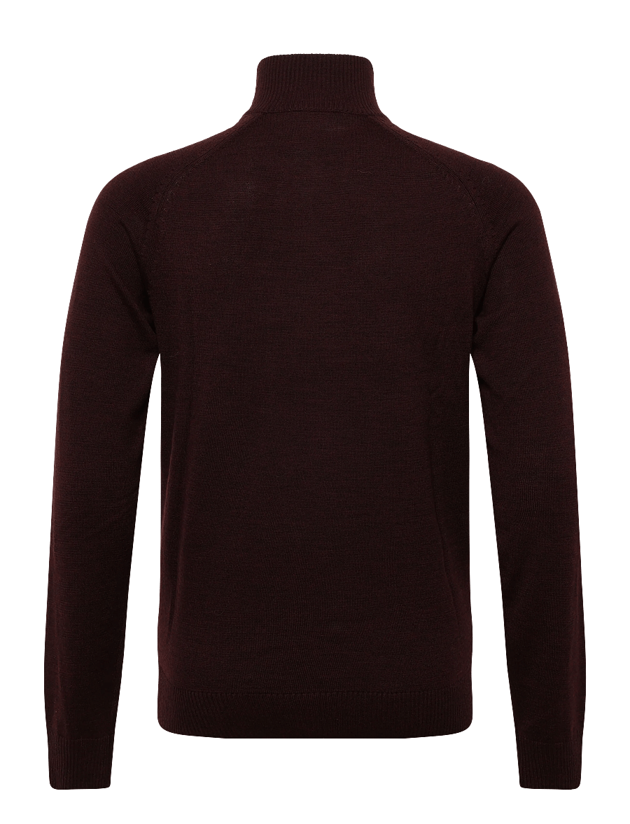 Bruun & Stengade - BS Pelle Regular Fit Knitwear - pullover mit halbem reißverschluss - bordeaux - 1