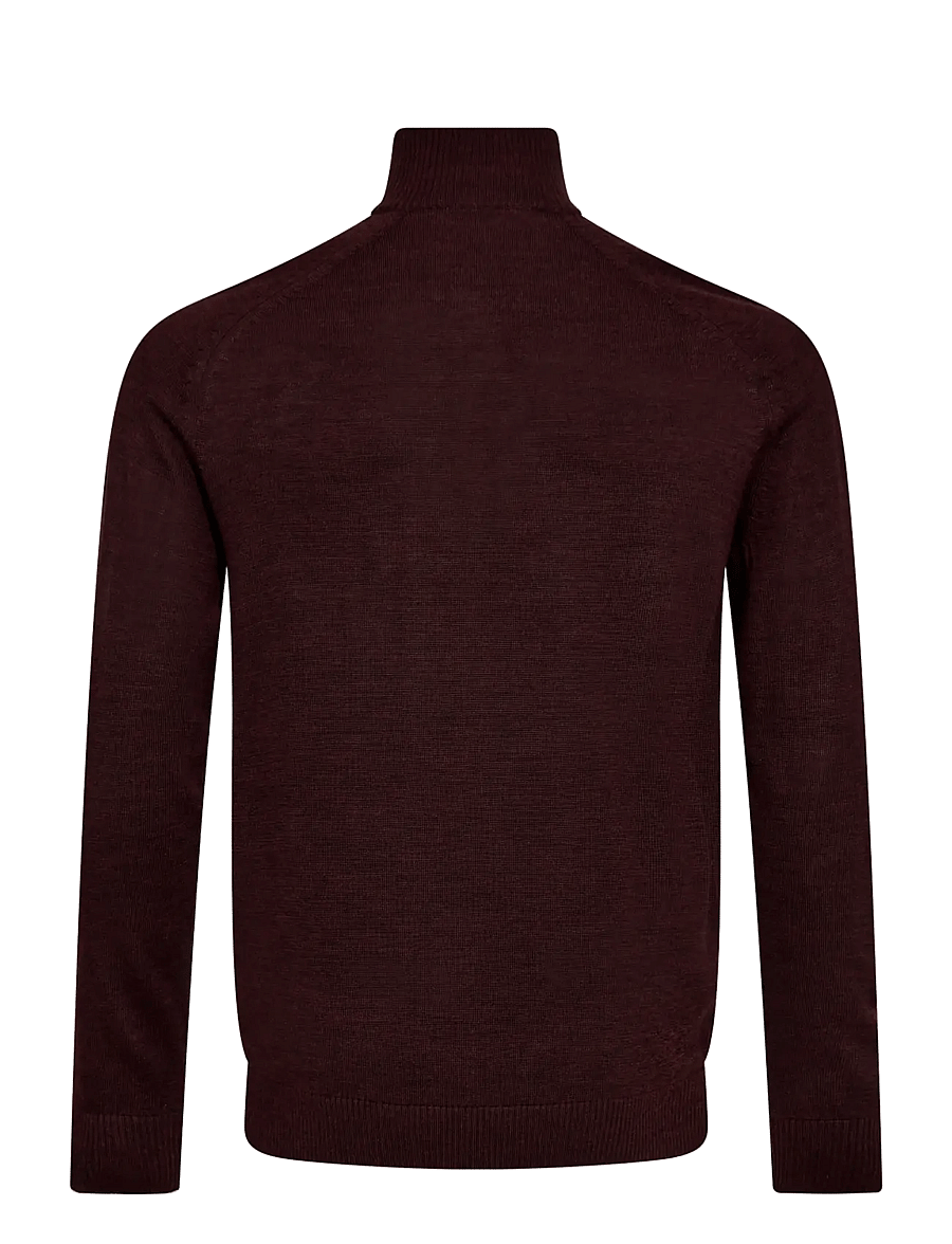 Bruun & Stengade - BS Pelle Regular Fit Knitwear - pullover mit halbem reißverschluss - bordeaux - 1