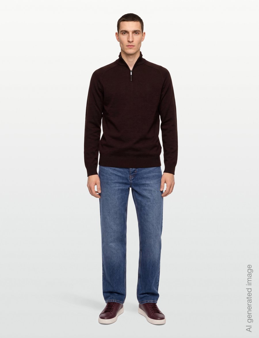 Bruun & Stengade - BS Pelle Regular Fit Knitwear - pullover mit halbem reißverschluss - bordeaux - 0