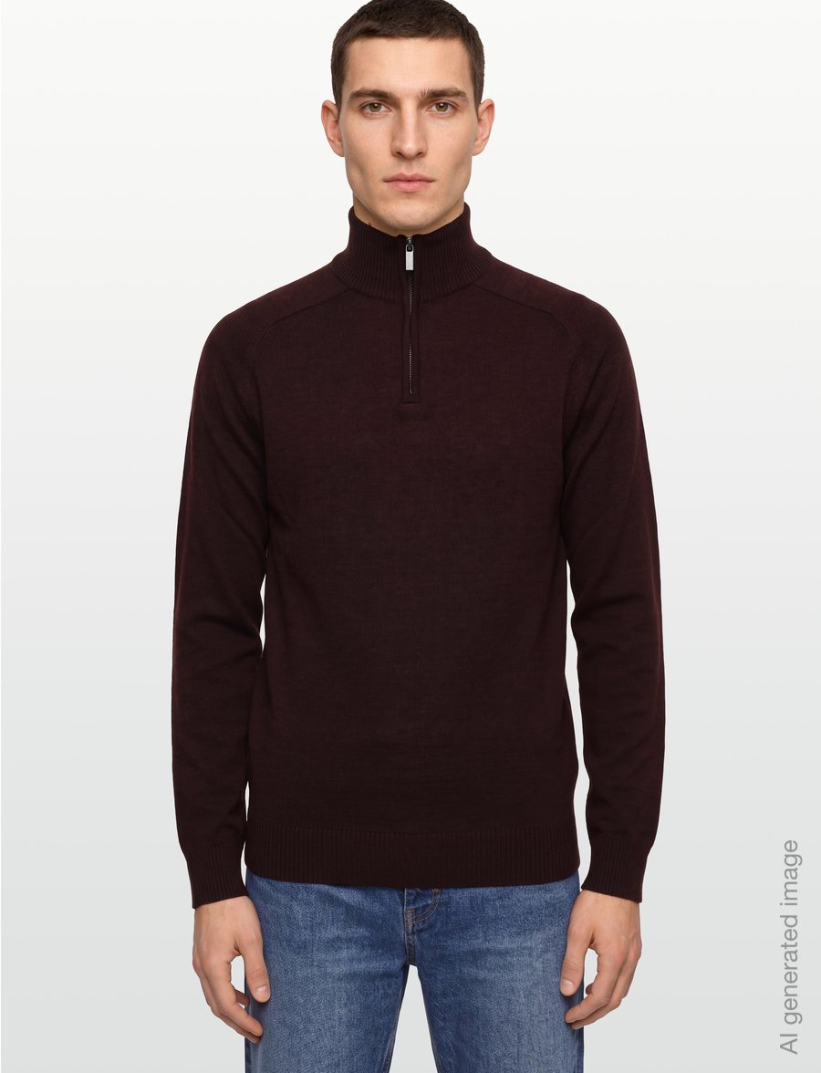 Bruun & Stengade - BS Pelle Regular Fit Knitwear - pullover mit halbem reißverschluss - bordeaux - 3