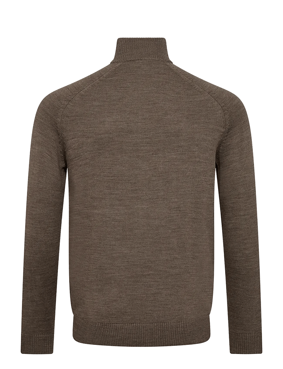 Bruun & Stengade - BS Pelle Regular Fit Knitwear - pullover mit halbem reißverschluss - brown - 1