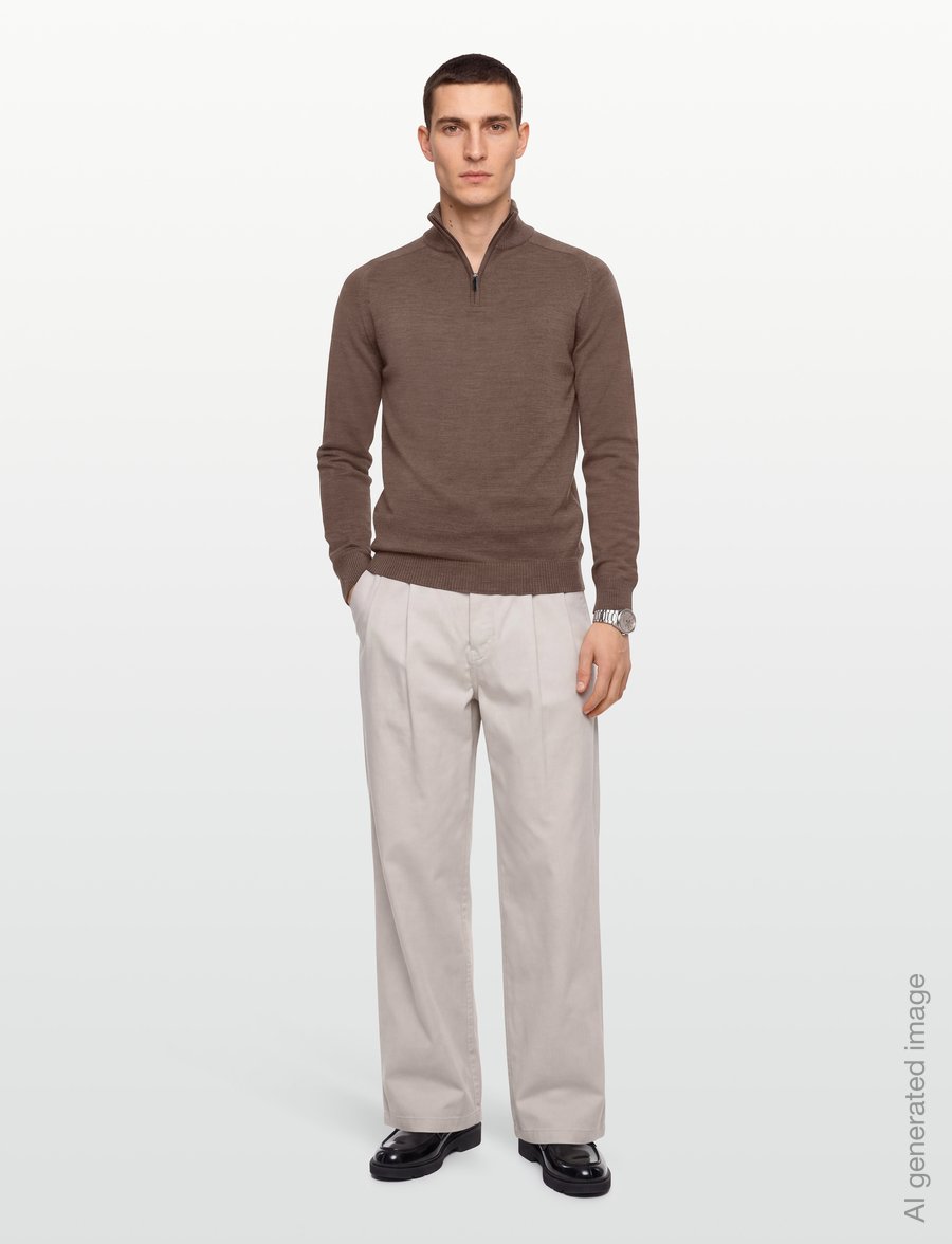 Bruun & Stengade - BS Pelle Regular Fit Knitwear - pullover mit halbem reißverschluss - brown - 0