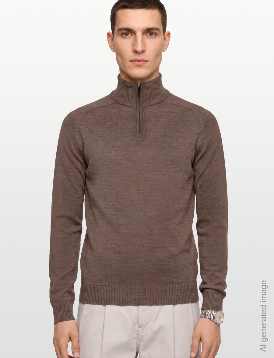 Bruun & Stengade - BS Pelle Regular Fit Knitwear - pullover mit halbem reißverschluss - brown - 3