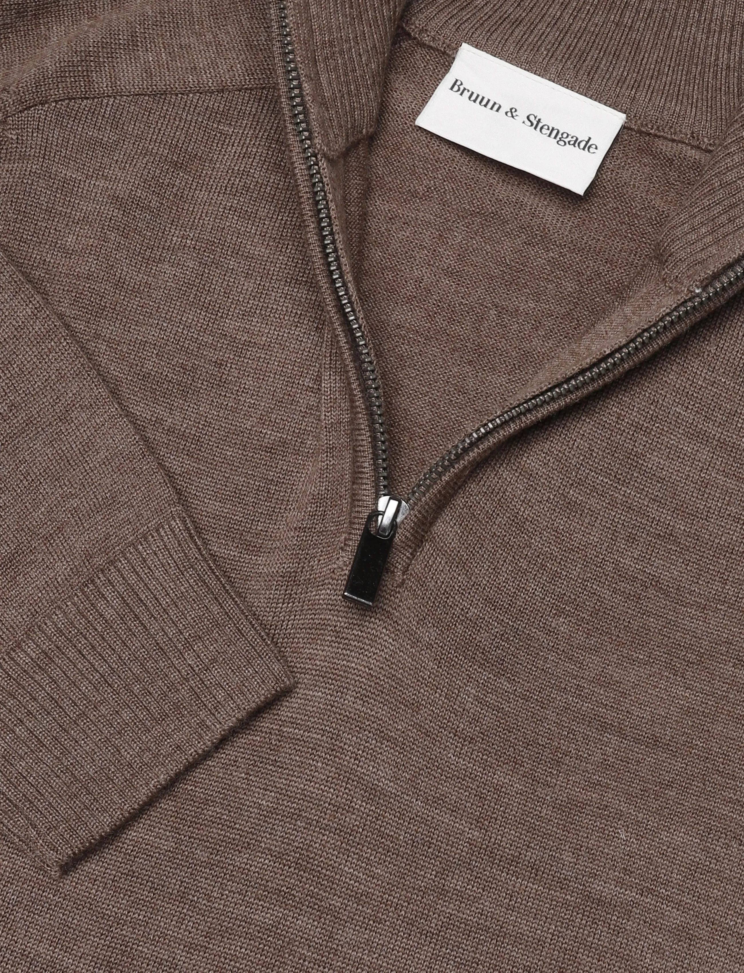 Bruun & Stengade - BS Pelle Regular Fit Knitwear - pullover mit halbem reißverschluss - brown - 5