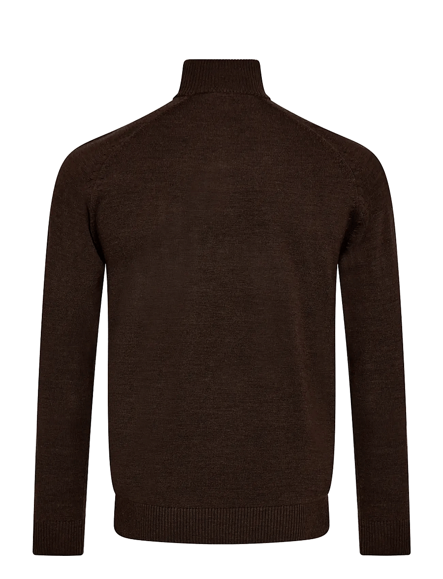 Bruun & Stengade - BS Pelle Regular Fit Knitwear - pullover mit halbem reißverschluss - dark brown - 1