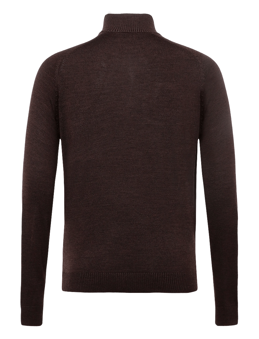Bruun & Stengade - BS Pelle Regular Fit Knitwear - pullover mit halbem reißverschluss - dark brown - 2