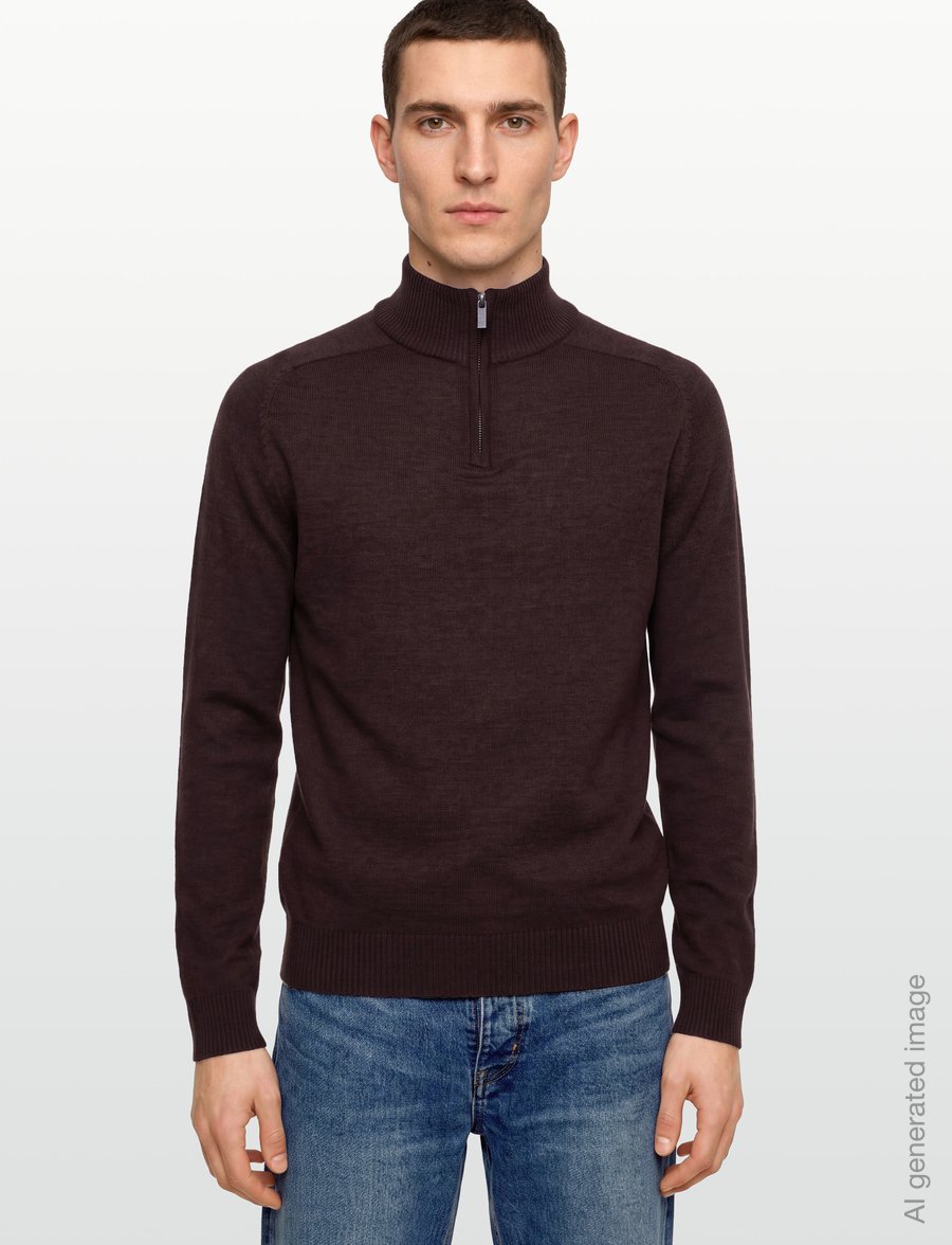 Bruun & Stengade - BS Pelle Regular Fit Knitwear - pullover mit halbem reißverschluss - dark brown - 3