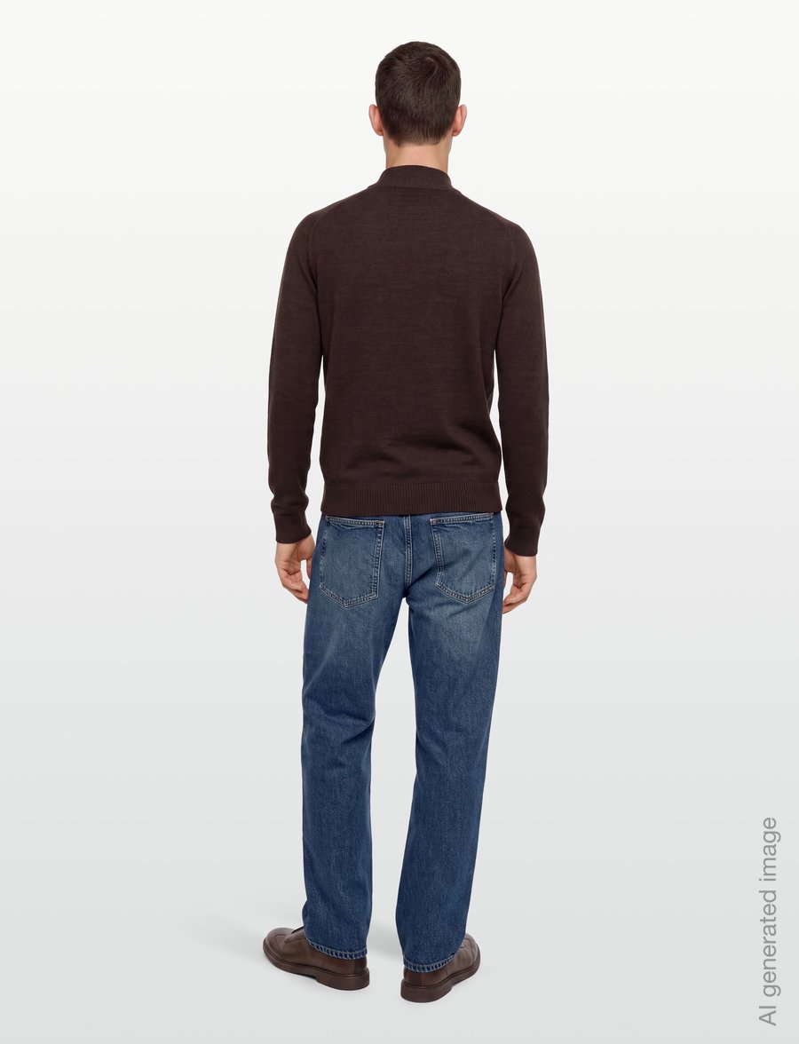 Bruun & Stengade - BS Pelle Regular Fit Knitwear - pullover mit halbem reißverschluss - dark brown - 4