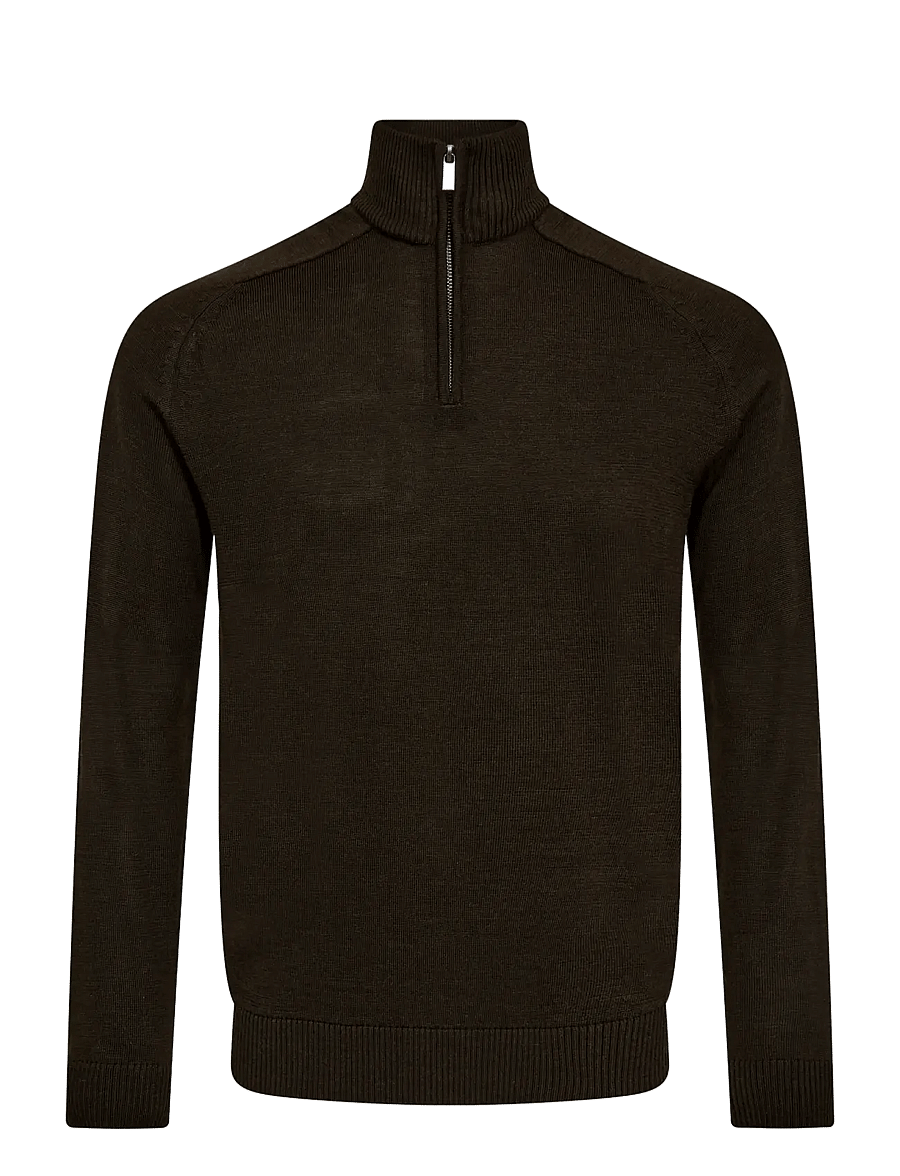 Bruun & Stengade - BS Pelle Regular Fit Knitwear - pullover mit halbem reißverschluss - green - 0
