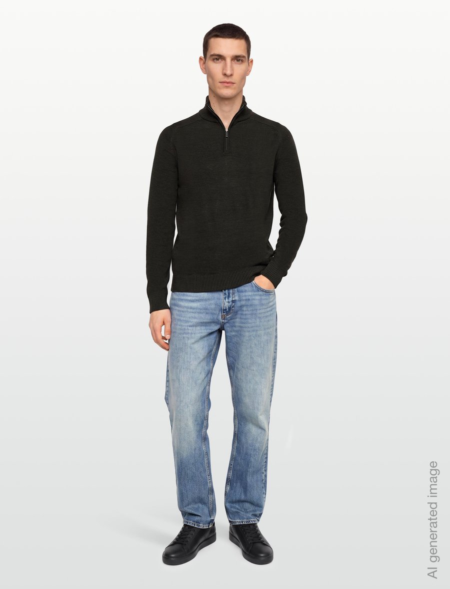 Bruun & Stengade - BS Pelle Regular Fit Knitwear - pullover mit halbem reißverschluss - green - 0