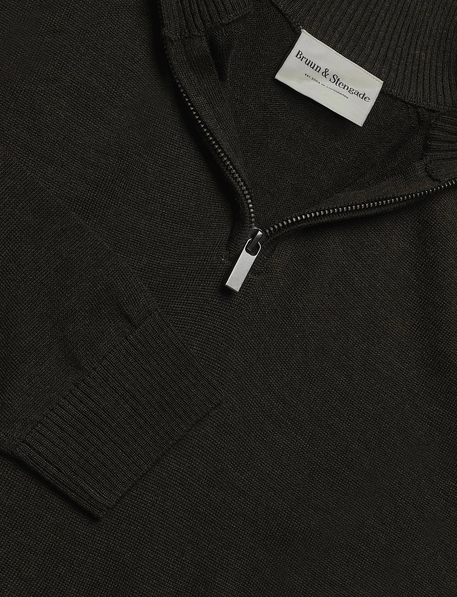 Bruun & Stengade - BS Pelle Regular Fit Knitwear - pullover mit halbem reißverschluss - green - 2