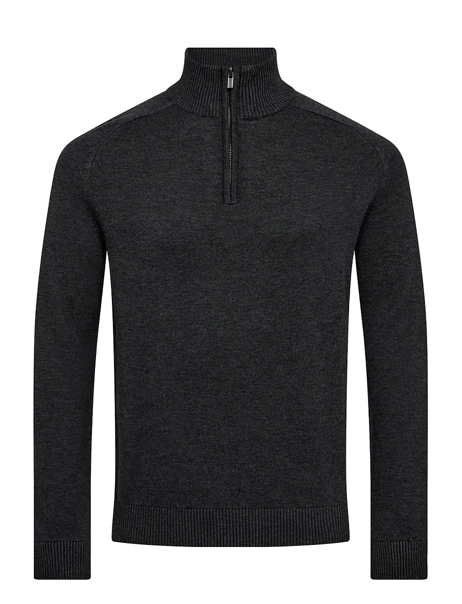 Bruun & Stengade - BS Pelle Regular Fit Knitwear - pullover mit halbem reißverschluss - grey - 0