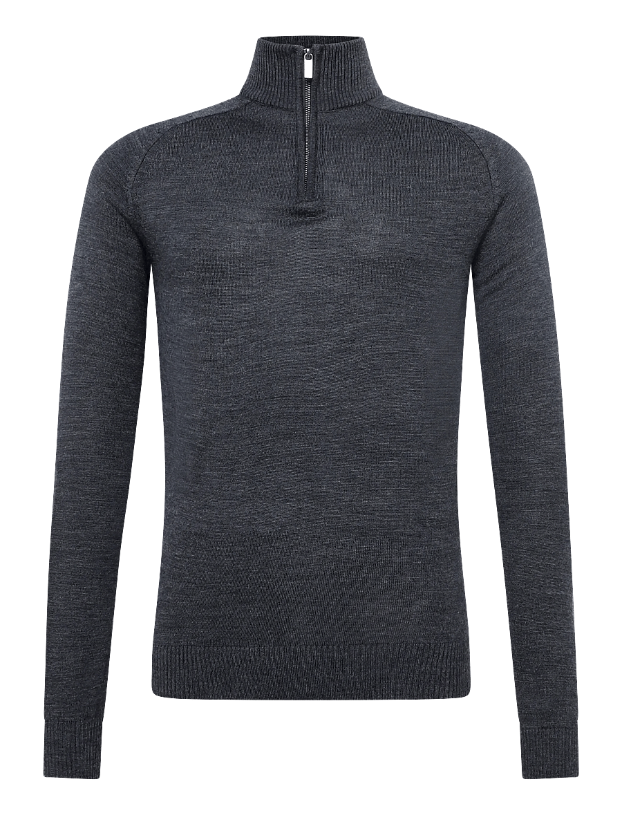 Bruun & Stengade - BS Pelle Regular Fit Knitwear - pullover mit halbem reißverschluss - grey - 1