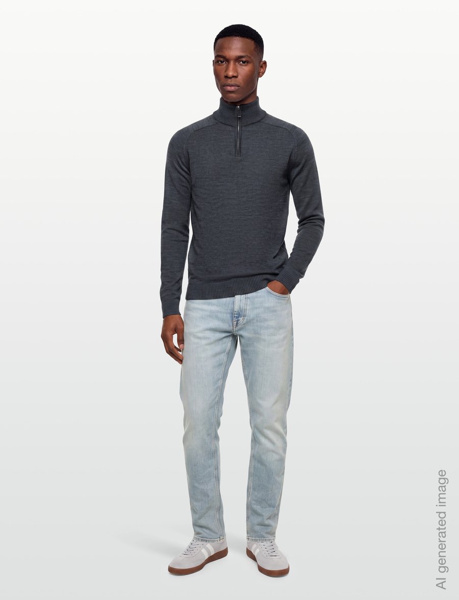 Bruun & Stengade - BS Pelle Regular Fit Knitwear - pullover mit halbem reißverschluss - grey - 0