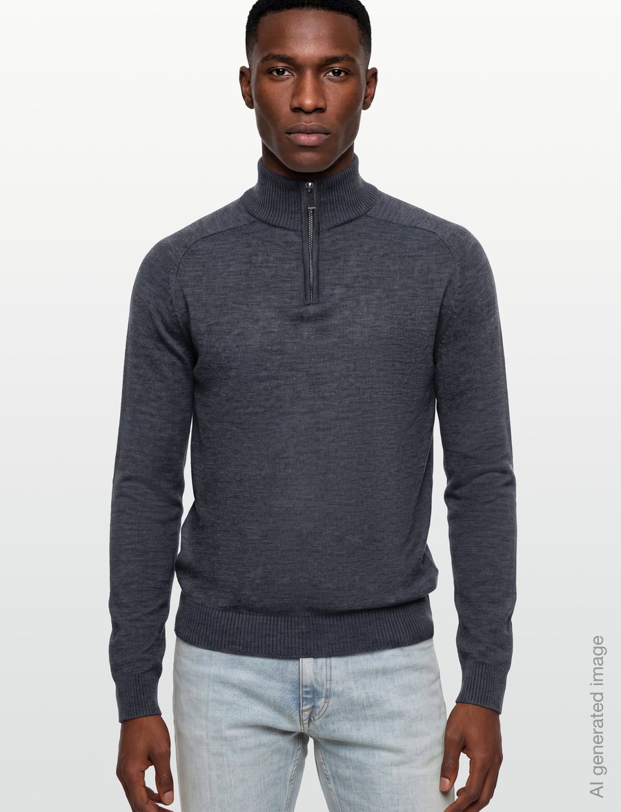Bruun & Stengade - BS Pelle Regular Fit Knitwear - pullover mit halbem reißverschluss - grey - 3