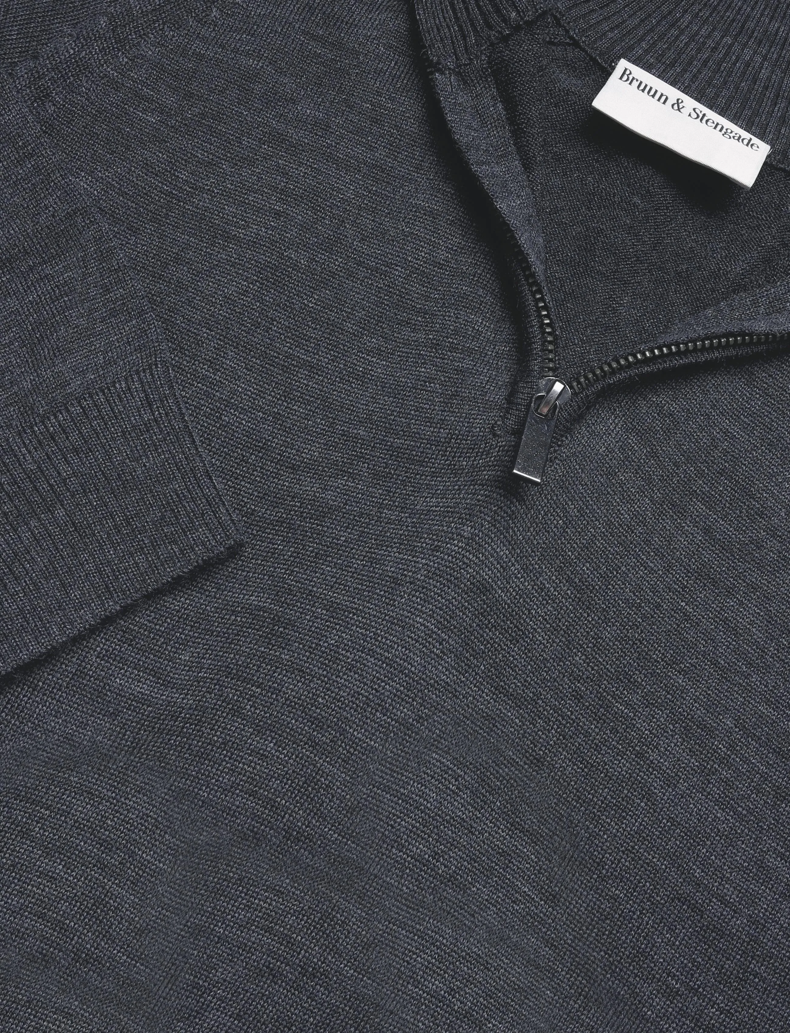 Bruun & Stengade - BS Pelle Regular Fit Knitwear - pullover mit halbem reißverschluss - grey - 5