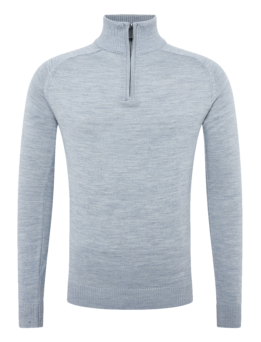 Bruun & Stengade - BS Pelle Regular Fit Knitwear - pullover mit halbem reißverschluss - light blue - 0