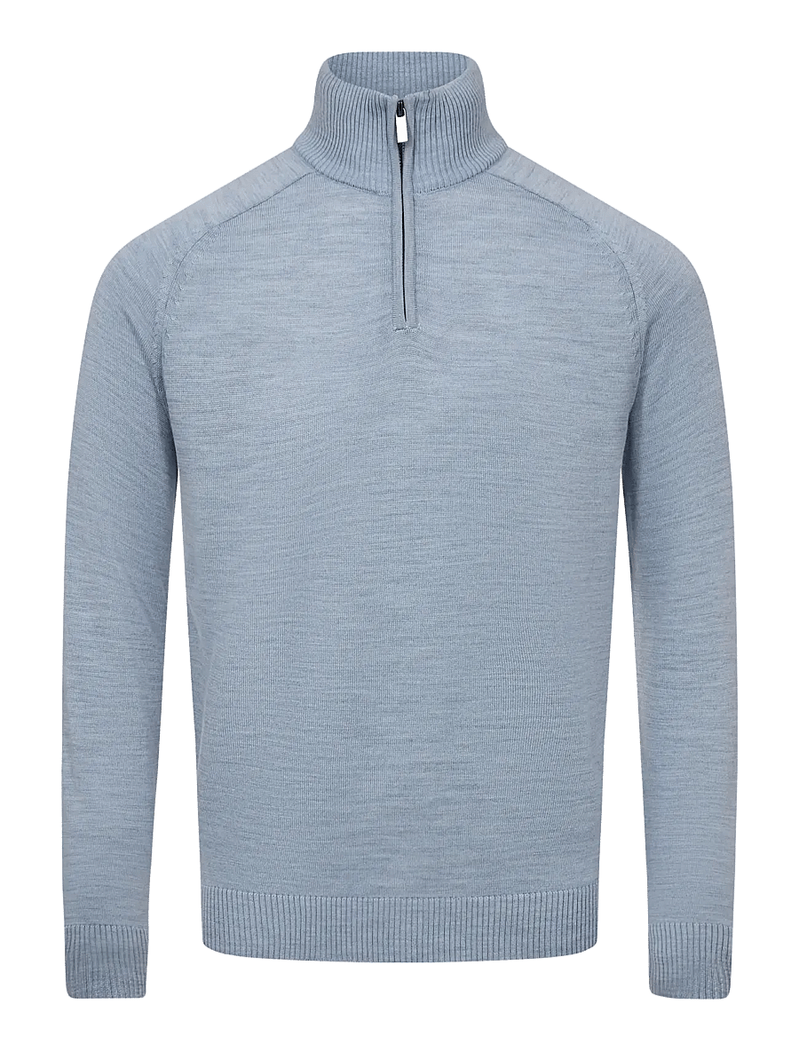 Bruun & Stengade - BS Pelle Regular Fit Knitwear - pullover mit halbem reißverschluss - light blue - 0