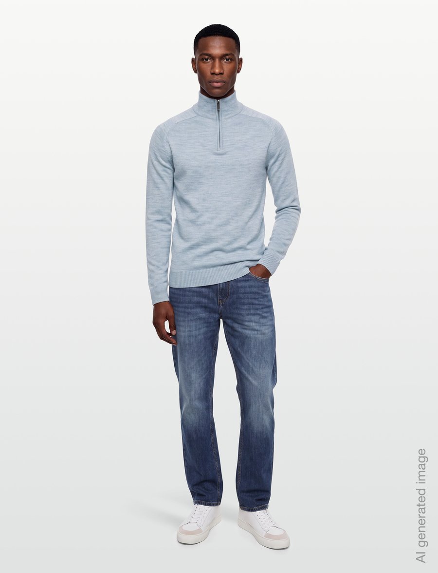 Bruun & Stengade - BS Pelle Regular Fit Knitwear - pullover mit halbem reißverschluss - light blue - 0