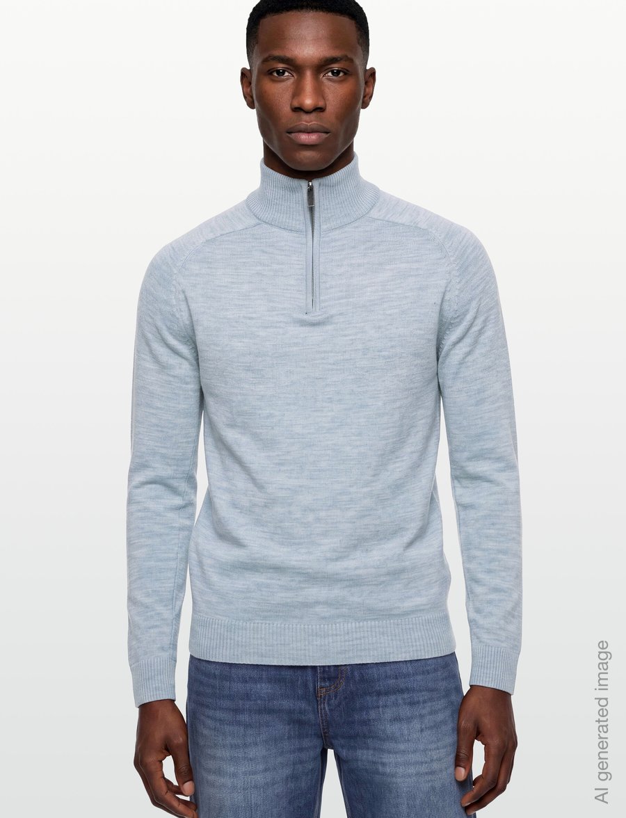 Bruun & Stengade - BS Pelle Regular Fit Knitwear - pullover mit halbem reißverschluss - light blue - 3