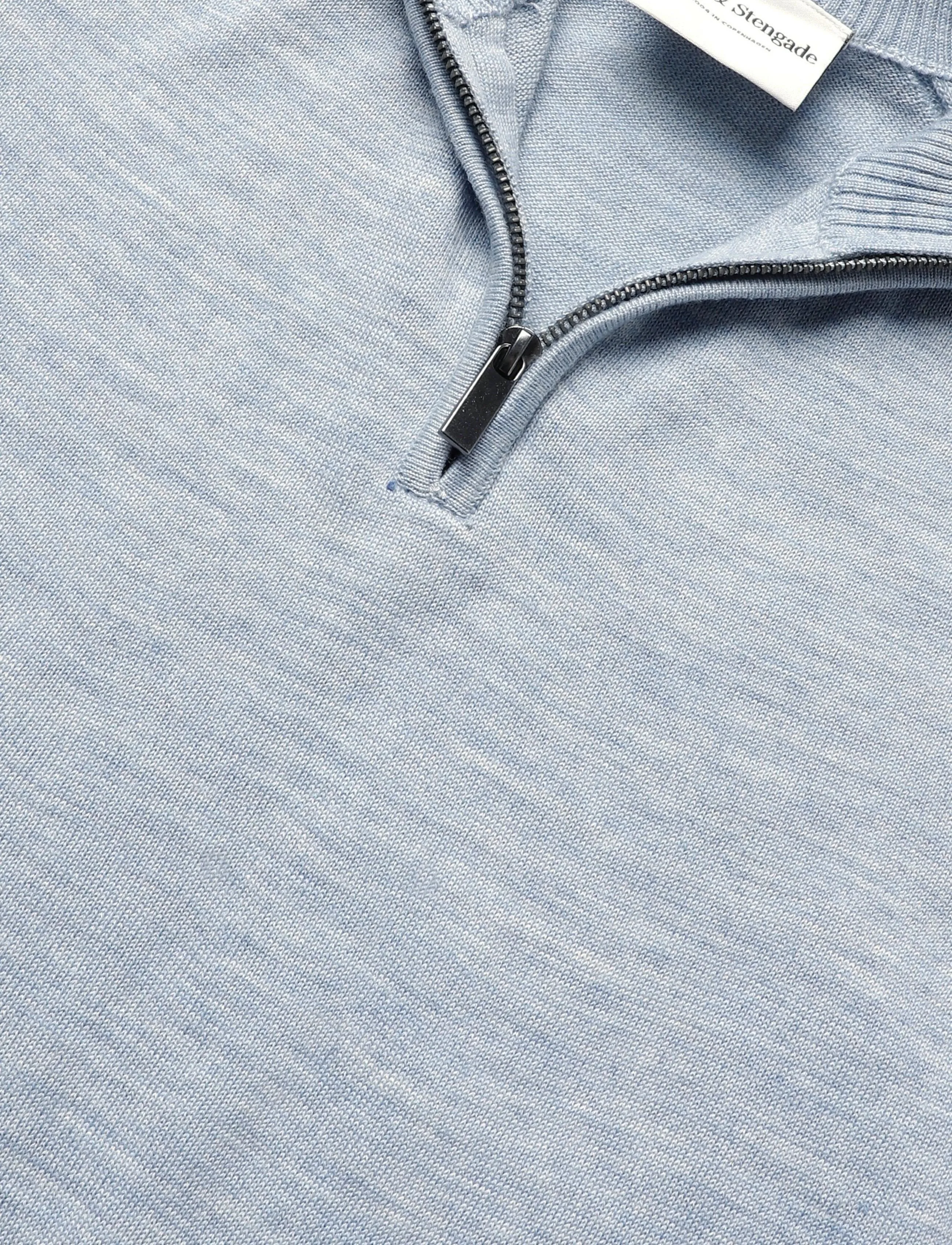 Bruun & Stengade - BS Pelle Regular Fit Knitwear - pullover mit halbem reißverschluss - light blue - 2