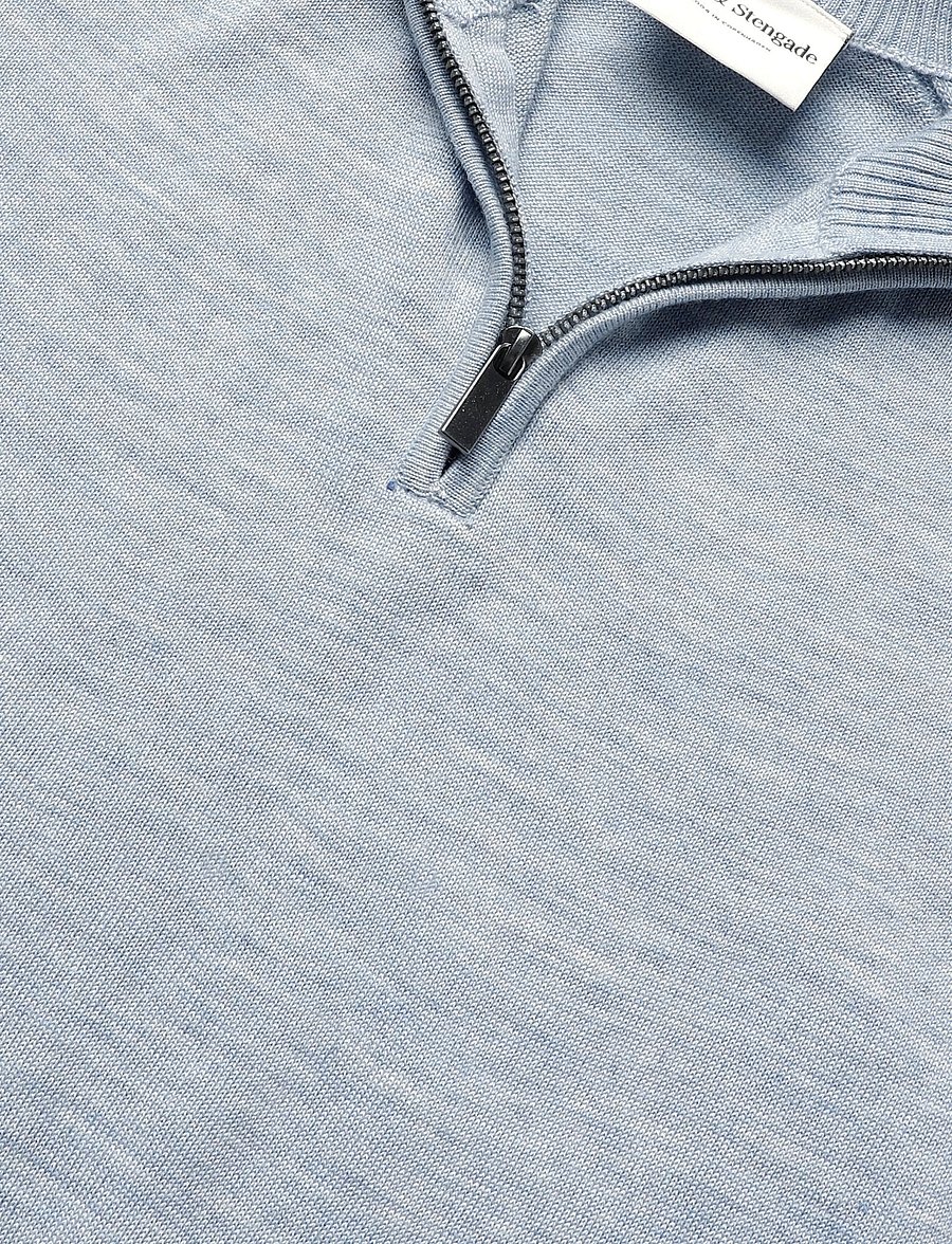 Bruun & Stengade - BS Pelle Regular Fit Knitwear - pullover mit halbem reißverschluss - light blue - 2