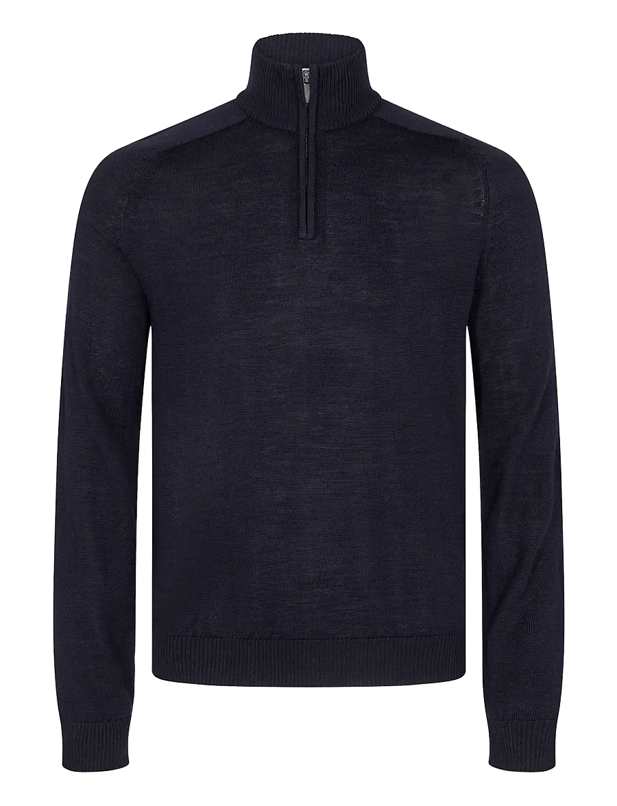 Bruun & Stengade - BS Pelle Regular Fit Knitwear - pullover mit halbem reißverschluss - navy - 0