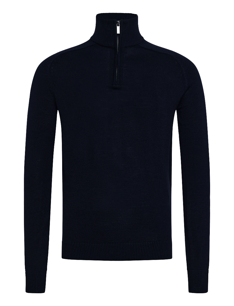 Bruun & Stengade - BS Pelle Regular Fit Knitwear - half zip jumpers - navy - 1