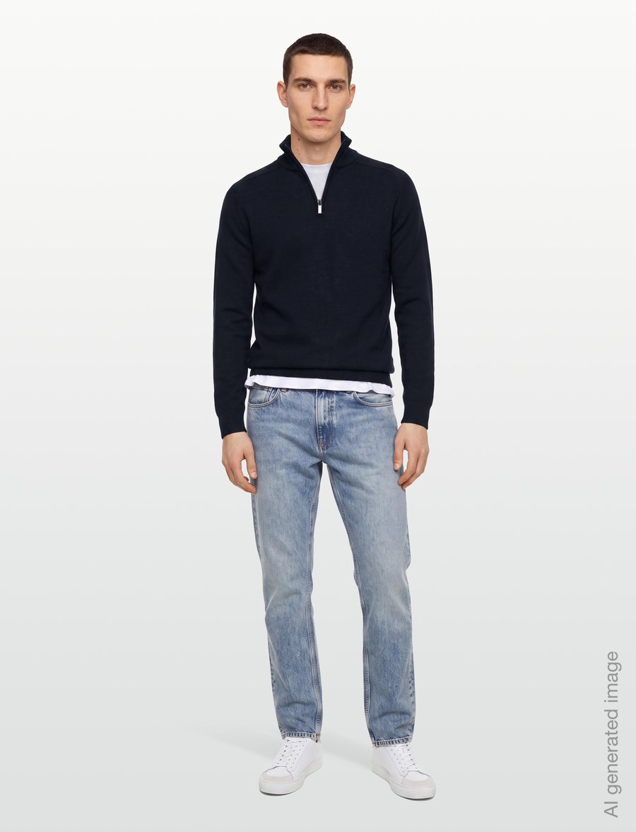 Bruun & Stengade - BS Pelle Regular Fit Knitwear - half zip jumpers - navy - 0