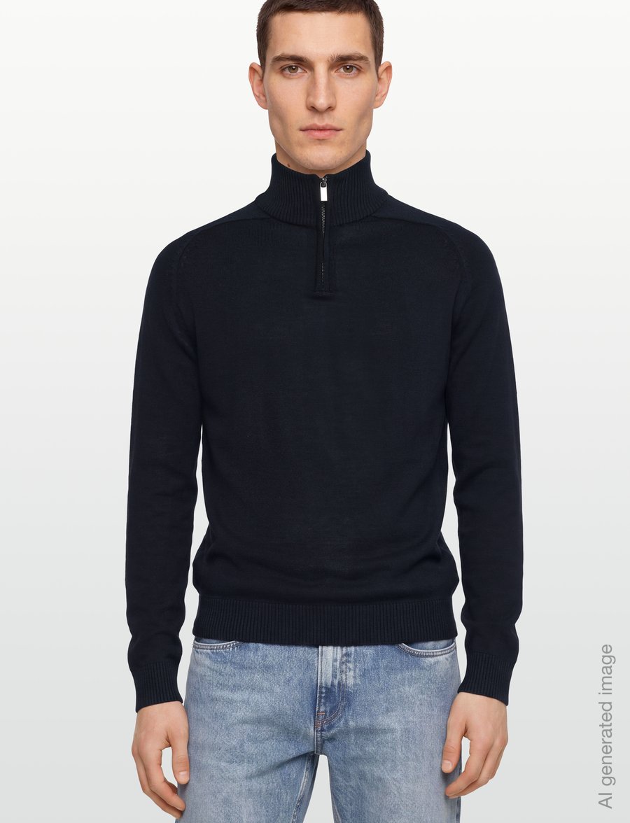 Bruun & Stengade - BS Pelle Regular Fit Knitwear - half zip jumpers - navy - 3