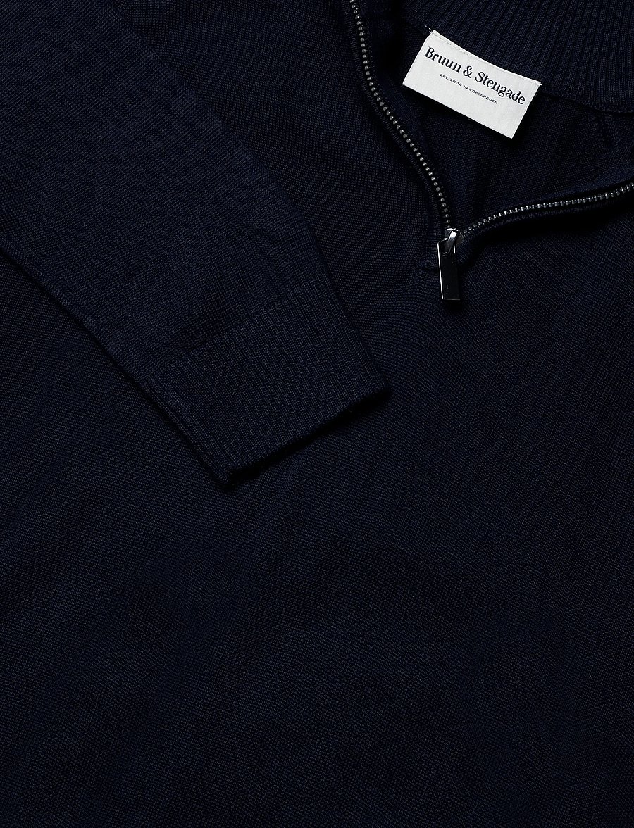 Bruun & Stengade - BS Pelle Regular Fit Knitwear - half zip jumpers - navy - 5
