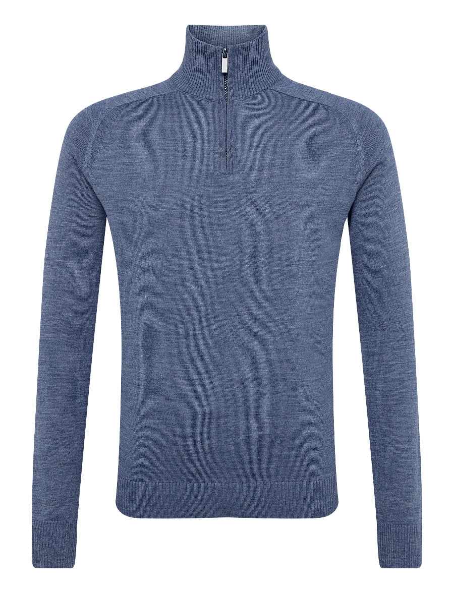 Bruun & Stengade - BS Pelle Regular Fit Knitwear - pulls demi-zippés - ocean - 0