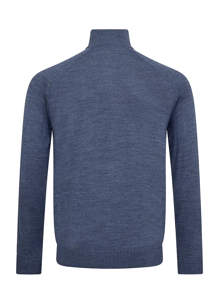 Bruun & Stengade - BS Pelle Regular Fit Knitwear - pullover mit halbem reißverschluss - ocean - 1