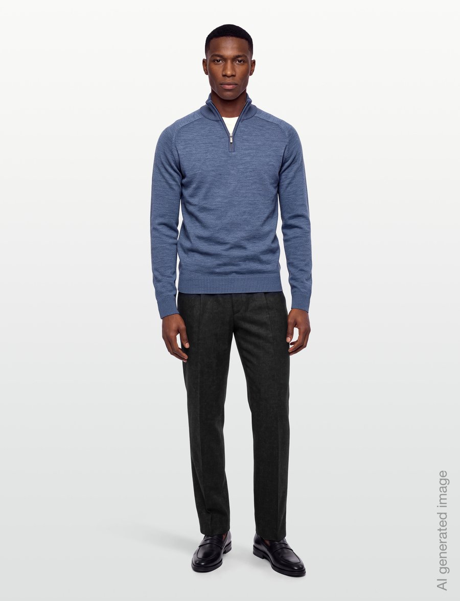 Bruun & Stengade - BS Pelle Regular Fit Knitwear - poolpika lukuga džemprid - ocean - 0