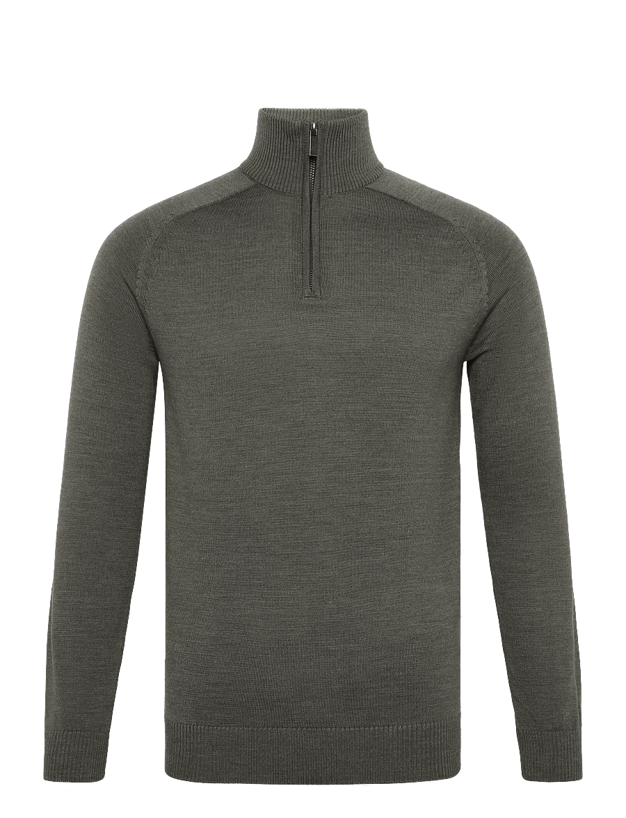 Bruun & Stengade - BS Pelle Regular Fit Knitwear - half zip jumpers - olive - 0