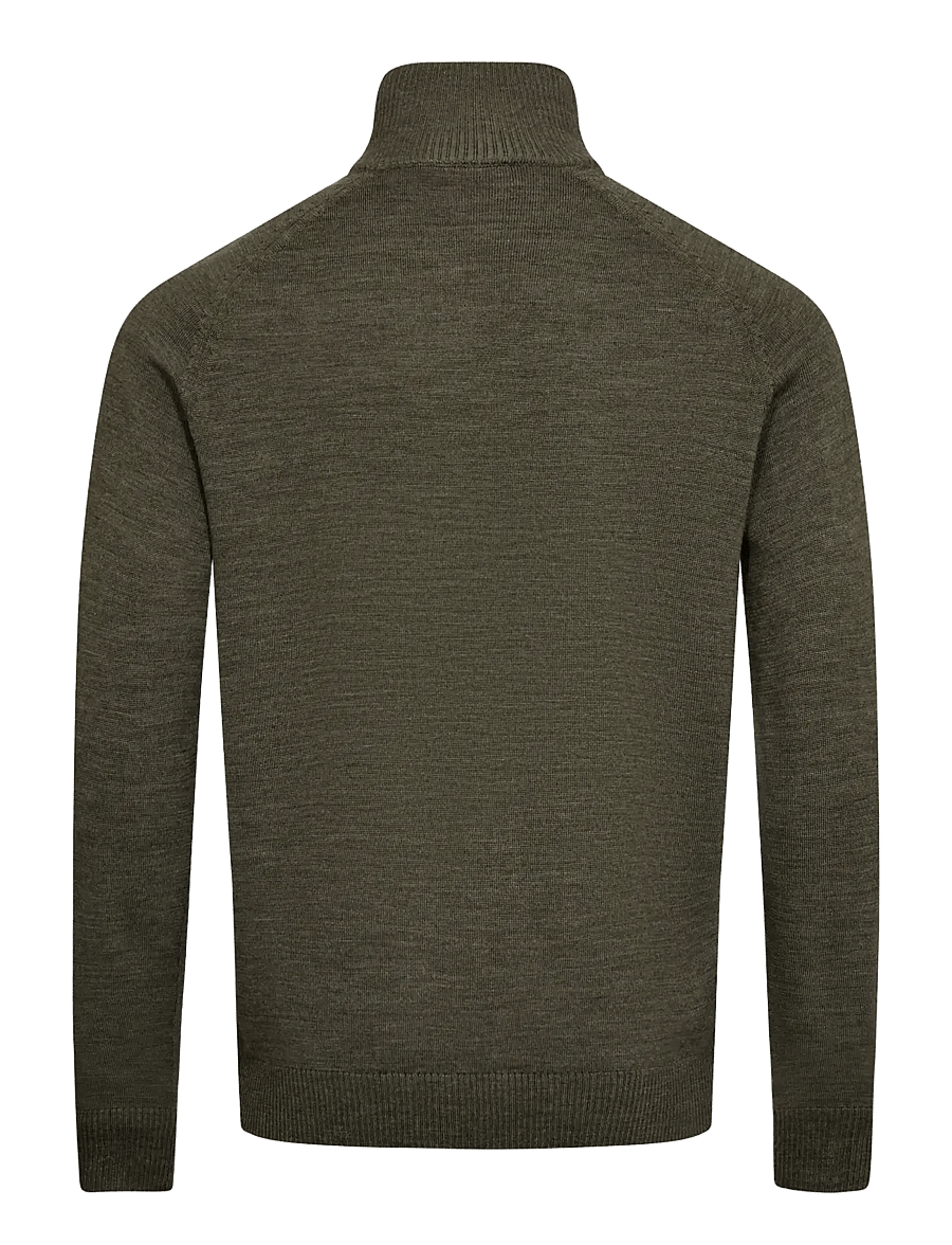 Bruun & Stengade - BS Pelle Regular Fit Knitwear - pullover mit halbem reißverschluss - olive - 1