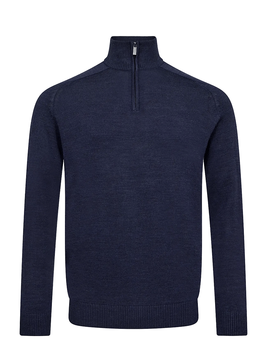 Bruun & Stengade - BS Pelle Regular Fit Knitwear - pullover mit halbem reißverschluss - thunder - 0