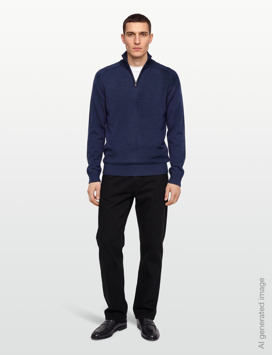 Bruun & Stengade - BS Pelle Regular Fit Knitwear - pullover mit halbem reißverschluss - thunder - 0