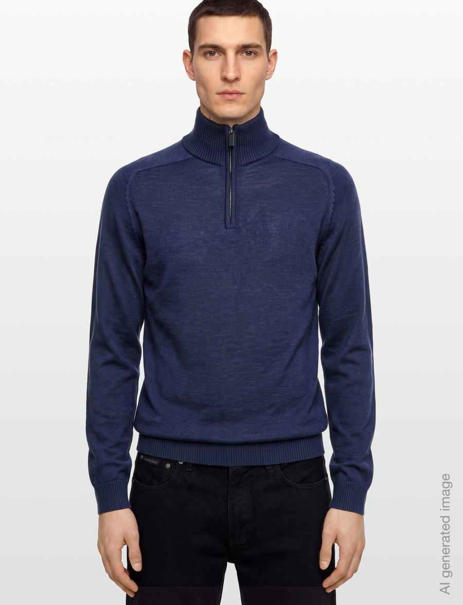 Bruun & Stengade - BS Pelle Regular Fit Knitwear - pullover mit halbem reißverschluss - thunder - 3