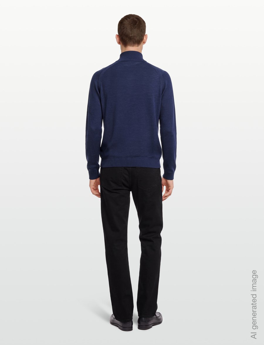 Bruun & Stengade - BS Pelle Regular Fit Knitwear - pullover mit halbem reißverschluss - thunder - 4