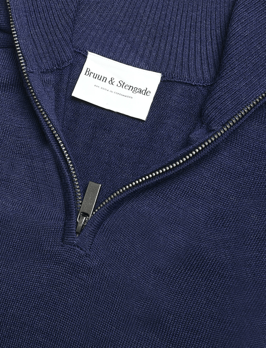 Bruun & Stengade - BS Pelle Regular Fit Knitwear - pullover mit halbem reißverschluss - thunder - 2
