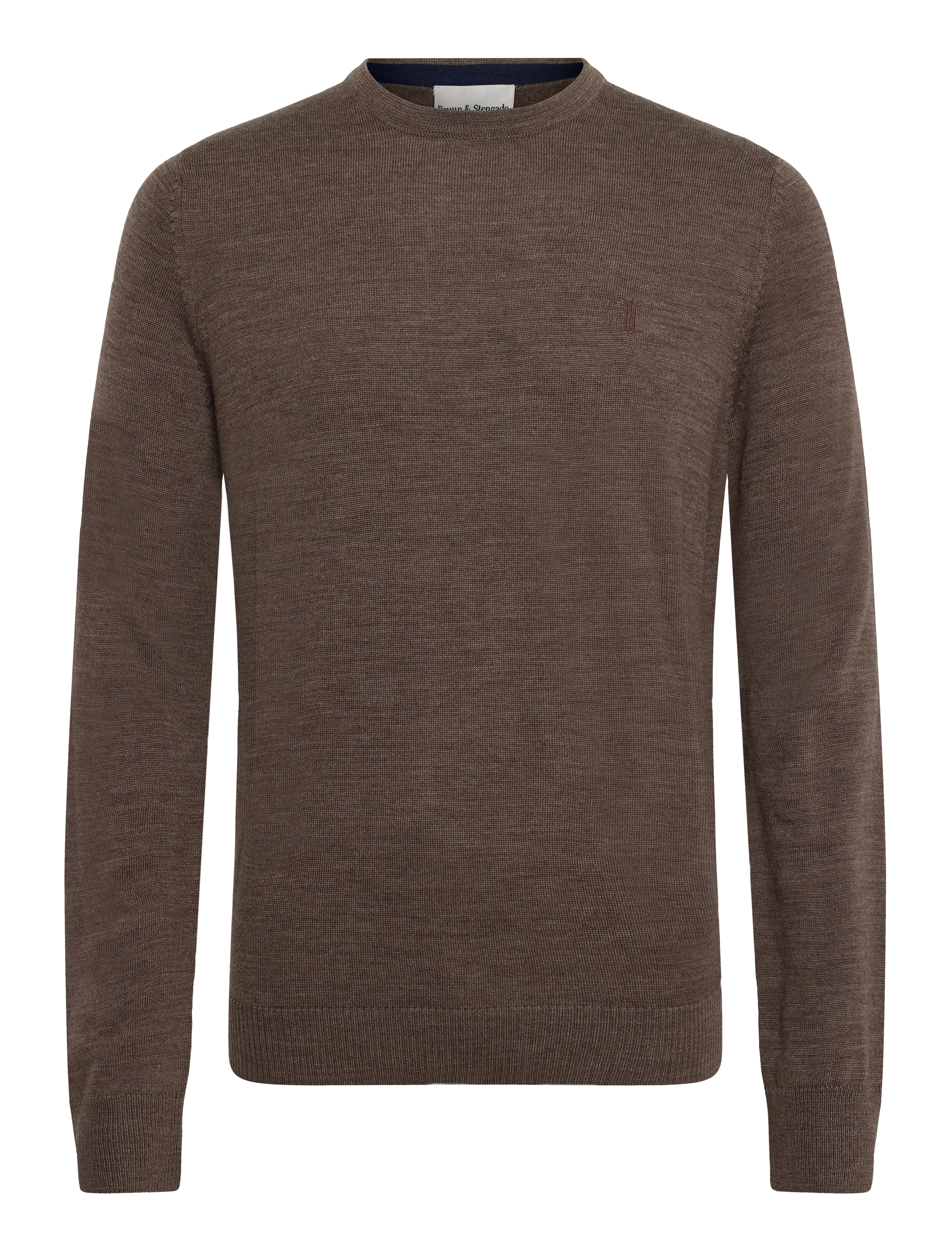 Bruun & Stengade Bs Jupiter Regular Fit Knitwear, Mænd, Rundhalset Striktrøje, Brun, Str: M