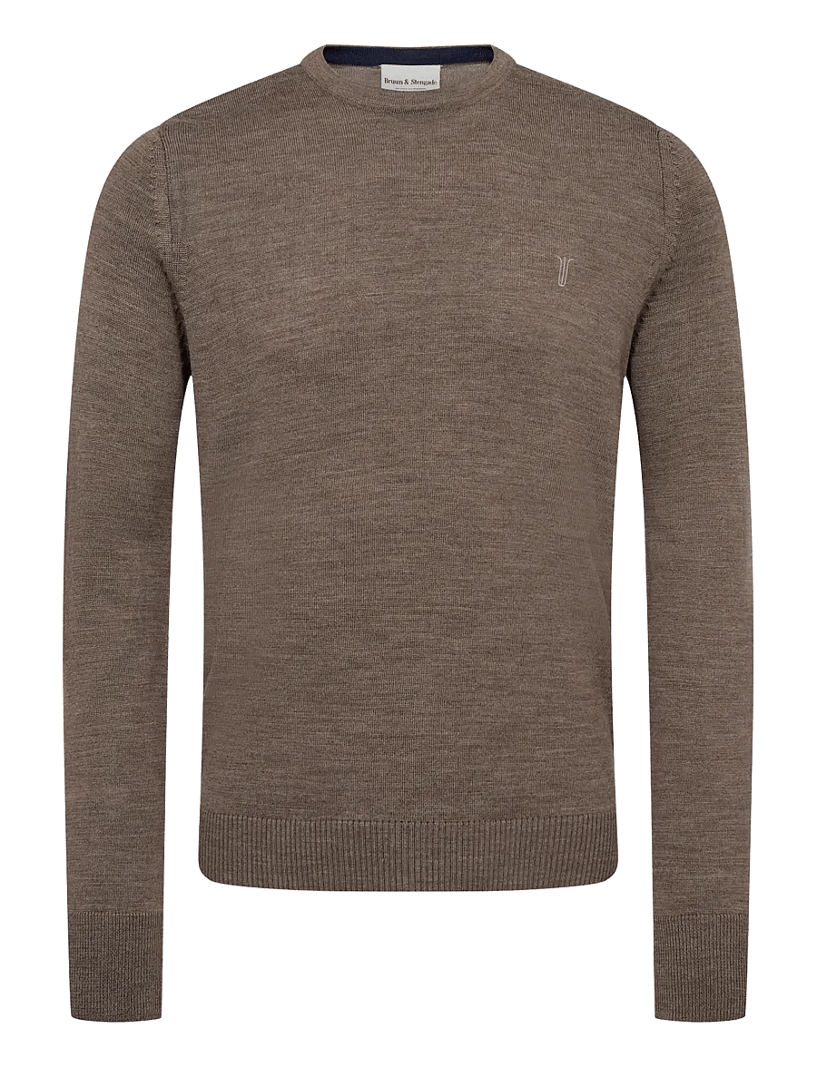 Bruun & Stengade - BS Jupiter Regular Fit Knitwear - rundhalsad - brown - 0