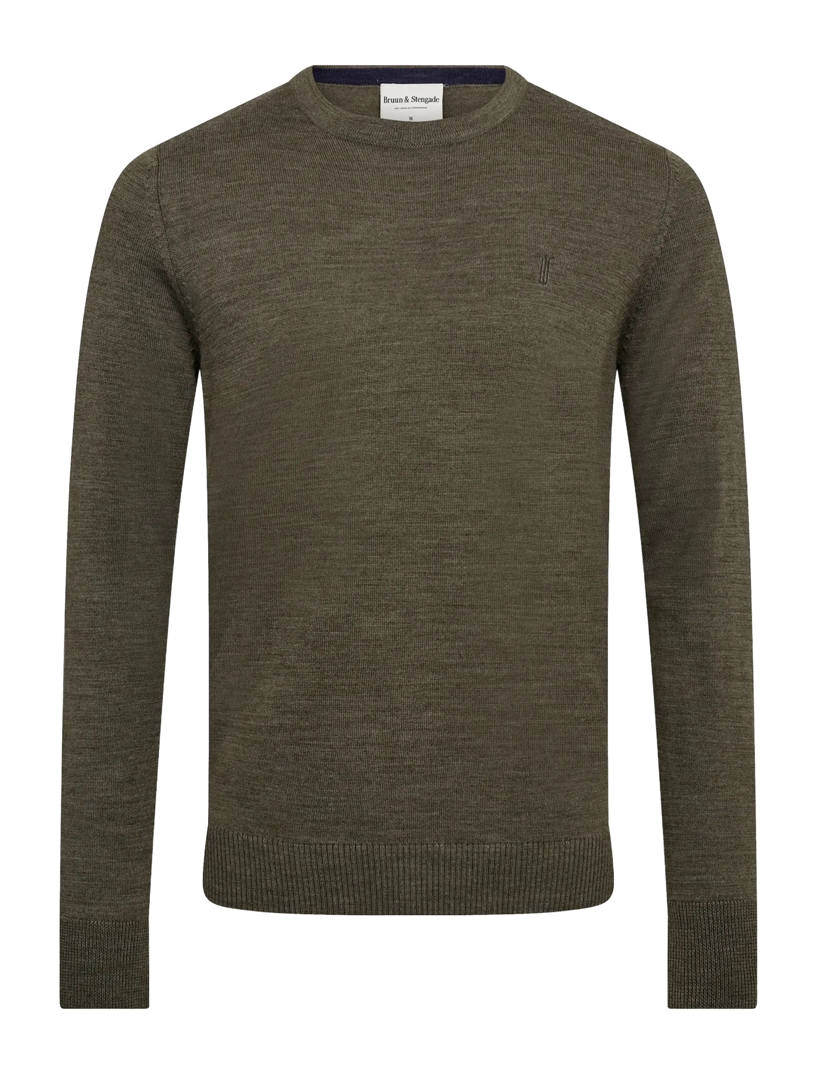 Bruun & Stengade BS Jupiter Regular Fit Knitwear - Rundhals - OLIVE / khaki/green