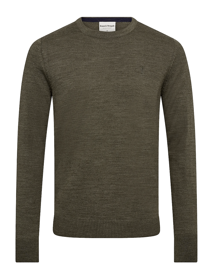 Bruun & Stengade - BS Jupiter Regular Fit Knitwear - rundhalsad - olive - 0
